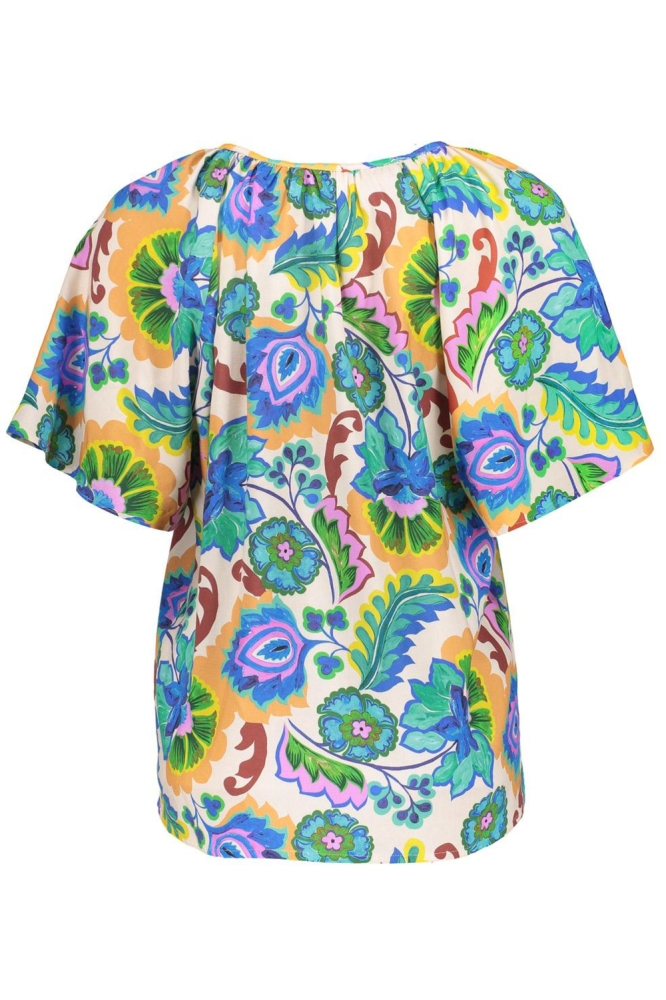 KLEURRIJK T SHIRT MET KORTE MOUWEN 53474 20 000718 ECRU/BLUE/GREEN